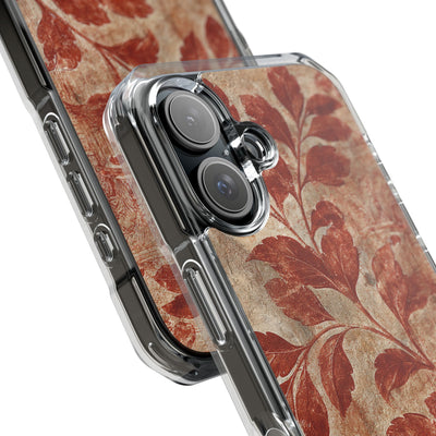 Terracotta Botanical Fresco · Clear Impact Magnetic Phone Case for iPhone · Red