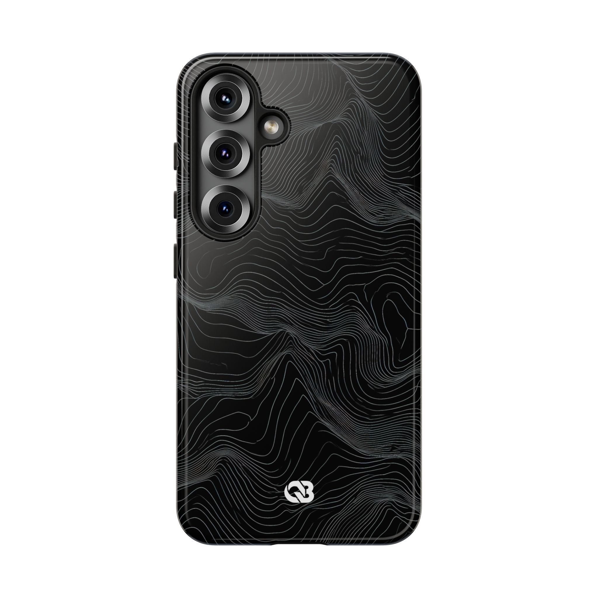 Black Tough Phone Case for Samsung - Obsidian Topo Wireframe