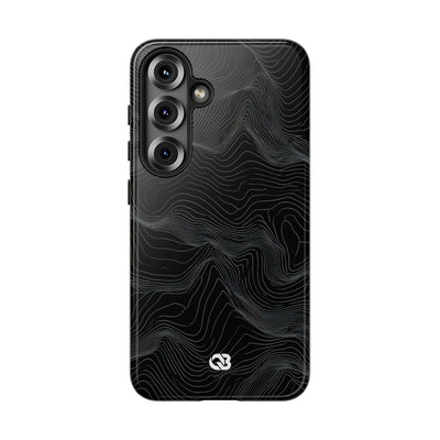 Black Tough Phone Case for Samsung - Obsidian Topo Wireframe