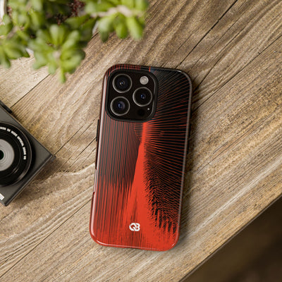 Red Tough Phone Case for iPhone - Crimson Frequency Pulse
