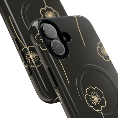 Black Tough 2.0 Magsafe Phone Case for iPhone - Obsidian Sand Petals