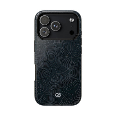 Black Tough 2.0 Magsafe Phone Case for iPhone - Obsidian Ridge Topo