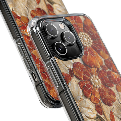 Carnelian Pearl Bloom · Clear Impact Magnetic Phone Case for iPhone · Orange