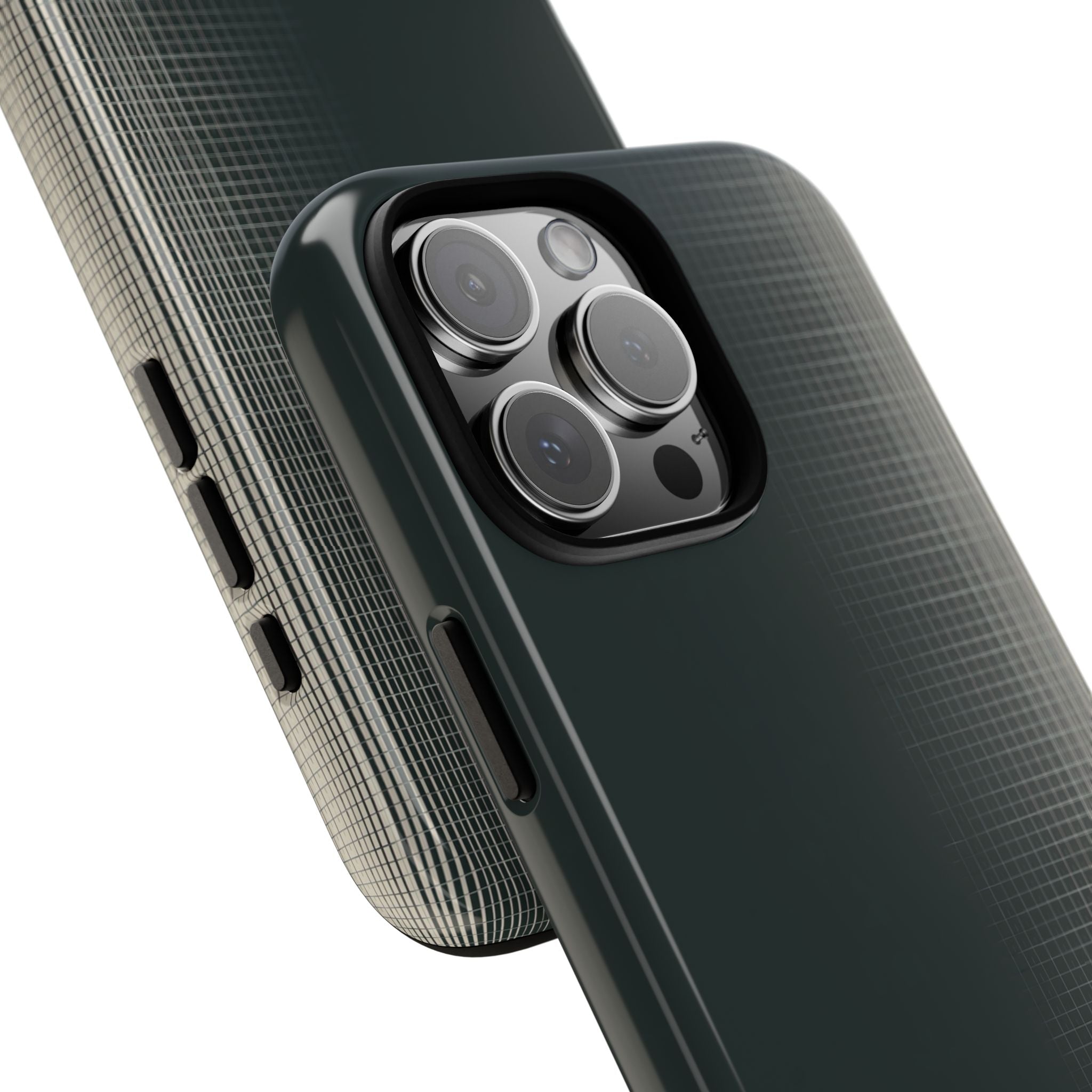 Grey Tough Phone Case for iPhone - Charcoal Tech Grid