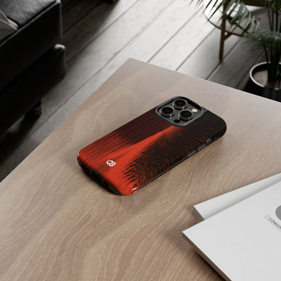 Red Tough Phone Case for iPhone - Crimson Frequency Pulse