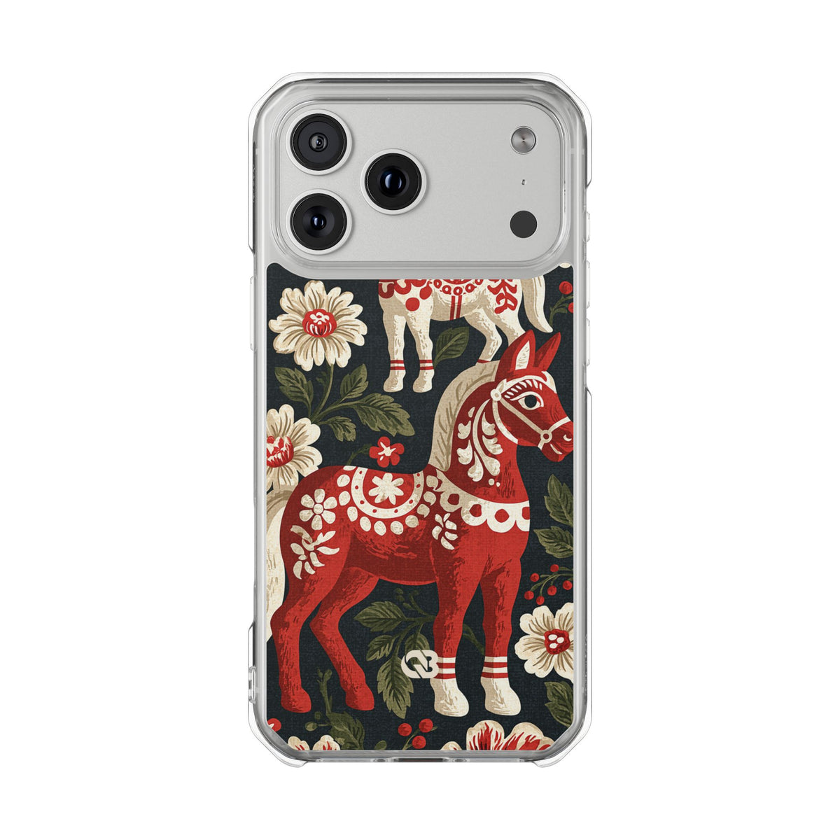 Nordic Dala Meadow · Clear Impact Magnetic Phone Case for iPhone · Red