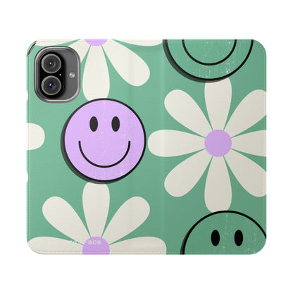 Smiley Daisy Glow - iPhone 16 Plus Case - Wallet