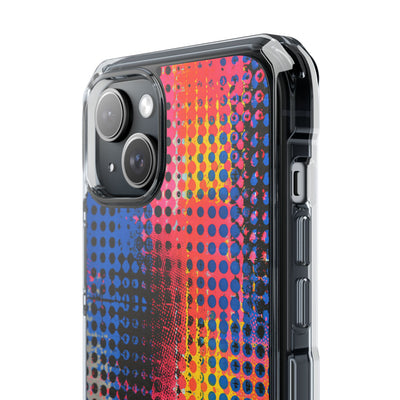 Chromatic Halftone Grid · Clear Impact Magnetic Phone Case for iPhone ·  Blue