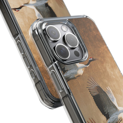 Golden Crane Flight · Clear Impact Magnetic Phone Case for iPhone · Gold