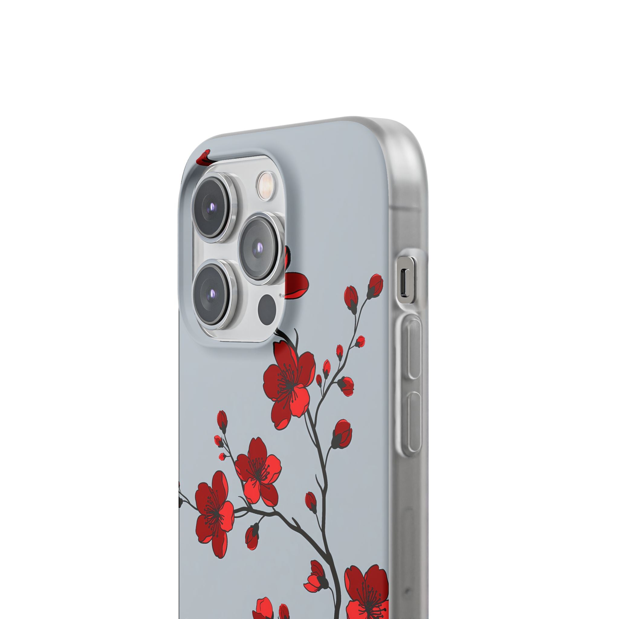 Grey Lite Phone Case for iPhone - Crimson Blossom Onyx