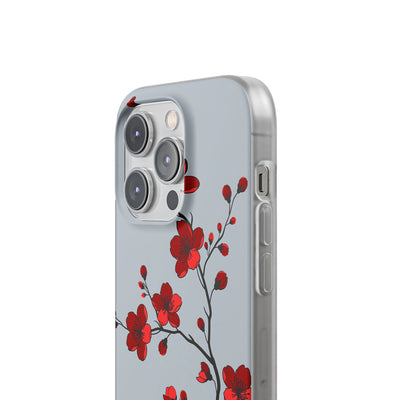 Grey Lite Phone Case for iPhone - Crimson Blossom Onyx
