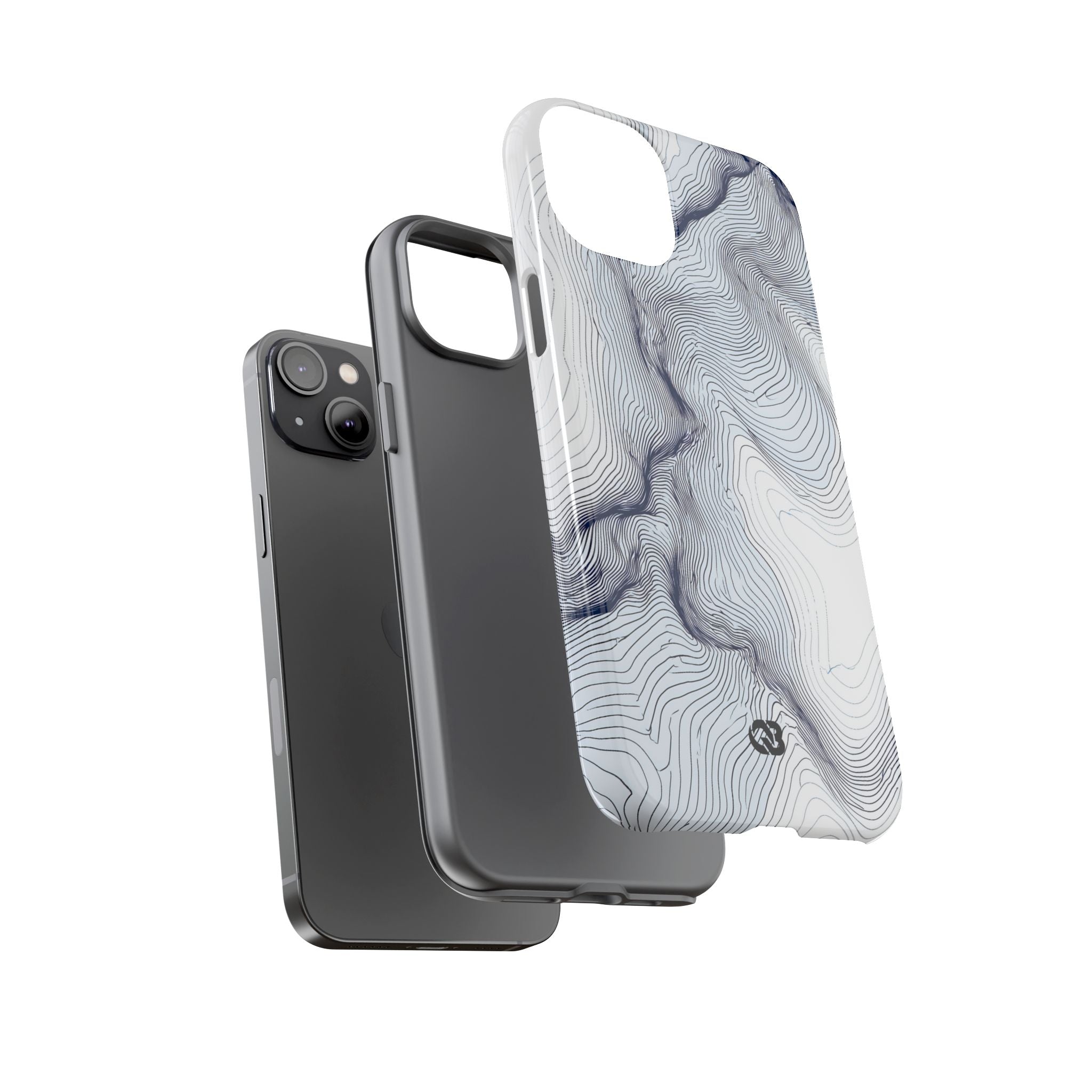 White Tough Phone Case for iPhone - Nordic Ridge Topo