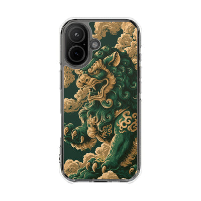 Imperial Guardian Lion · Clear Impact Magnetic Phone Case for iPhone · Green