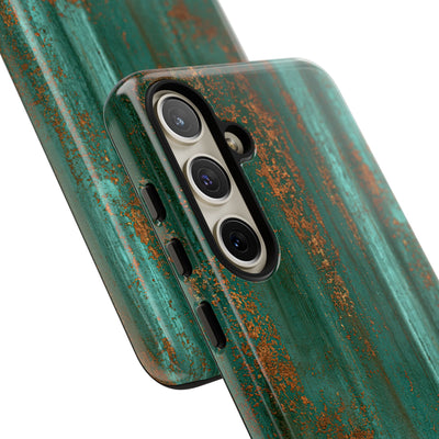 Teal Tough Phone Case for Samsung - Verdigris Copper Siding