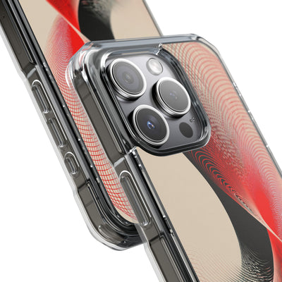 Red Impact MagSafe Phone Case for iPhone - Crimson Grid Vortex