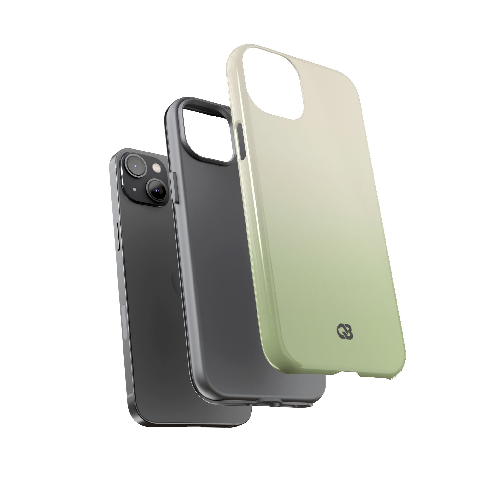 Green Tough Phone Case for iPhone - Bone Sage Fade