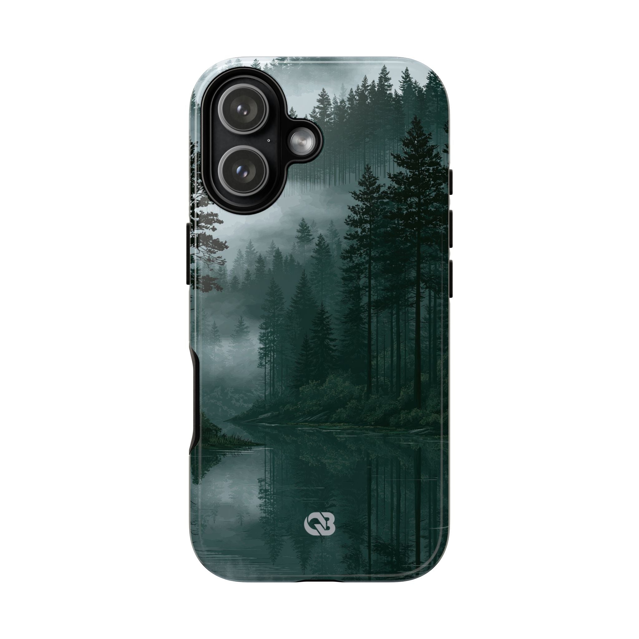 Green Tough Phone Case for iPhone - Misty Evergreen Mirror