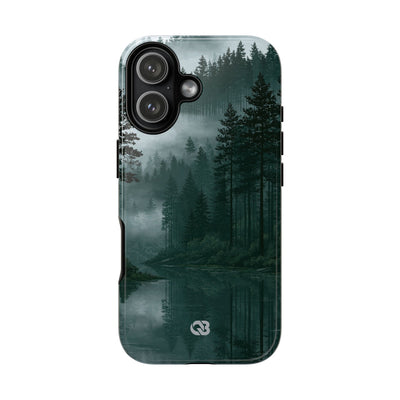 Green Tough Phone Case for iPhone - Misty Evergreen Mirror