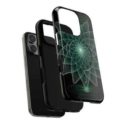 Green Tough 2.0 Magsafe Phone Case for iPhone - Cyan Signal Bloom