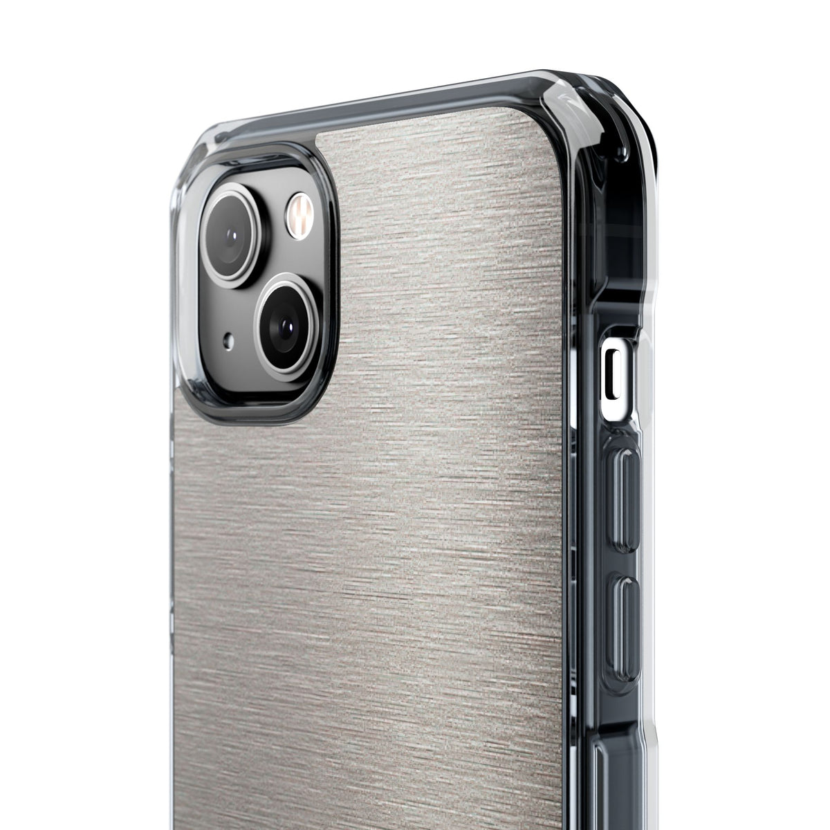 Brushed Silver Alloy · Clear Impact Magnetic Phone Case for iPhone ·  Silver