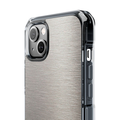 Brushed Silver Alloy · Clear Impact Magnetic Phone Case for iPhone ·  Silver