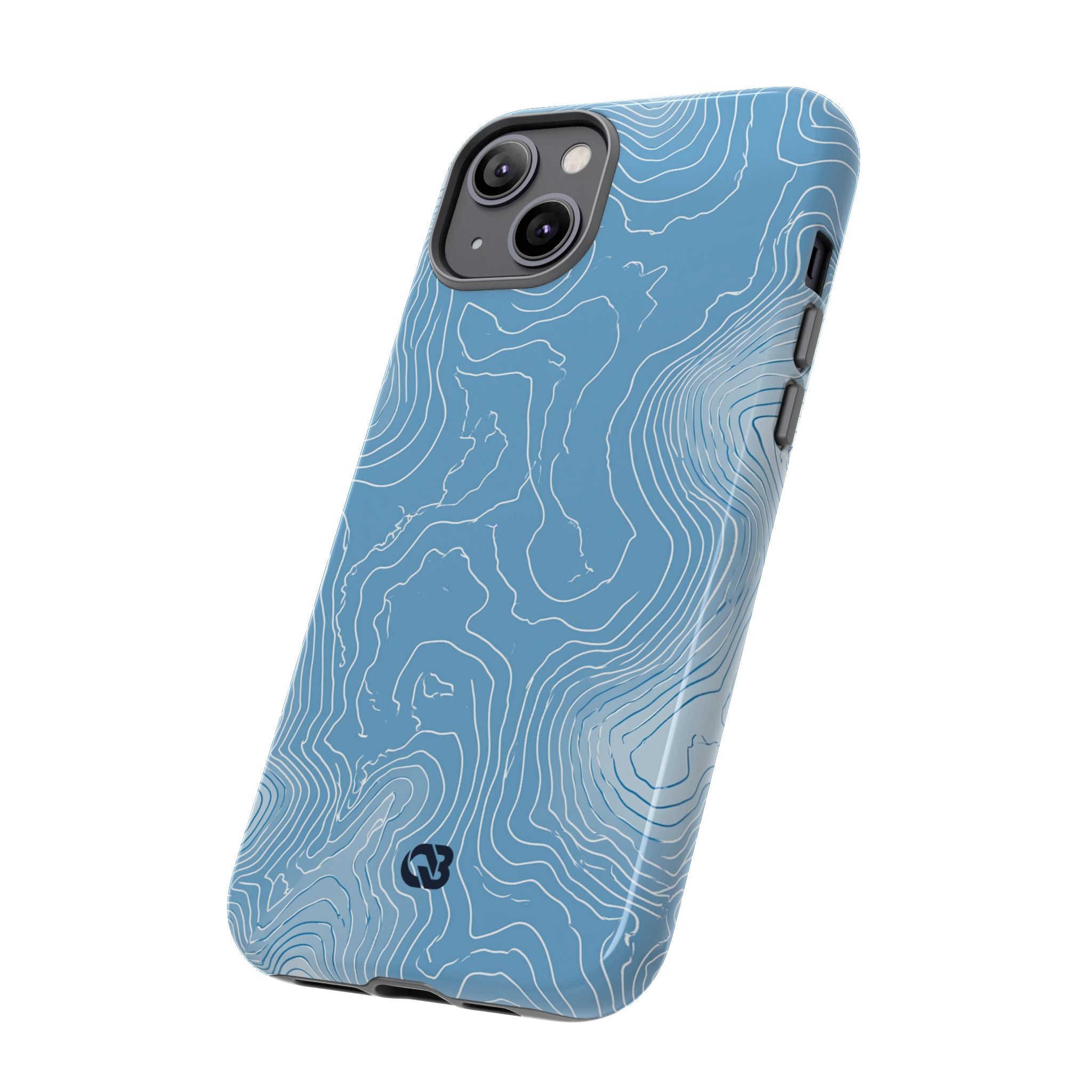 Blue Tough Phone Case for iPhone - Glacial Ridge Topo