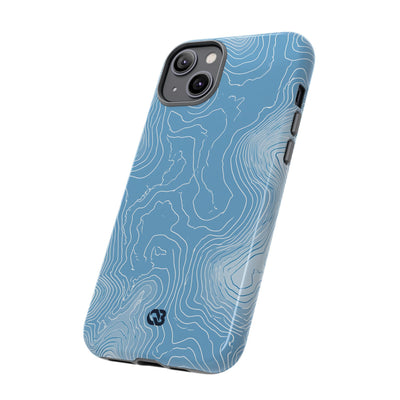 Blue Tough Phone Case for iPhone - Glacial Ridge Topo