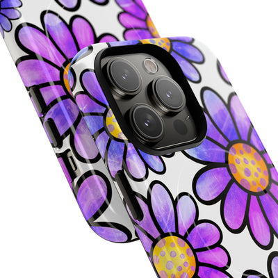 Violet Grunge Bloom · Tough+ Handyhülle für iPhone · Magsafe