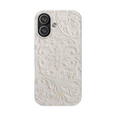 White Lite Phone Case for iPhone - Alabaster Floral Relief
