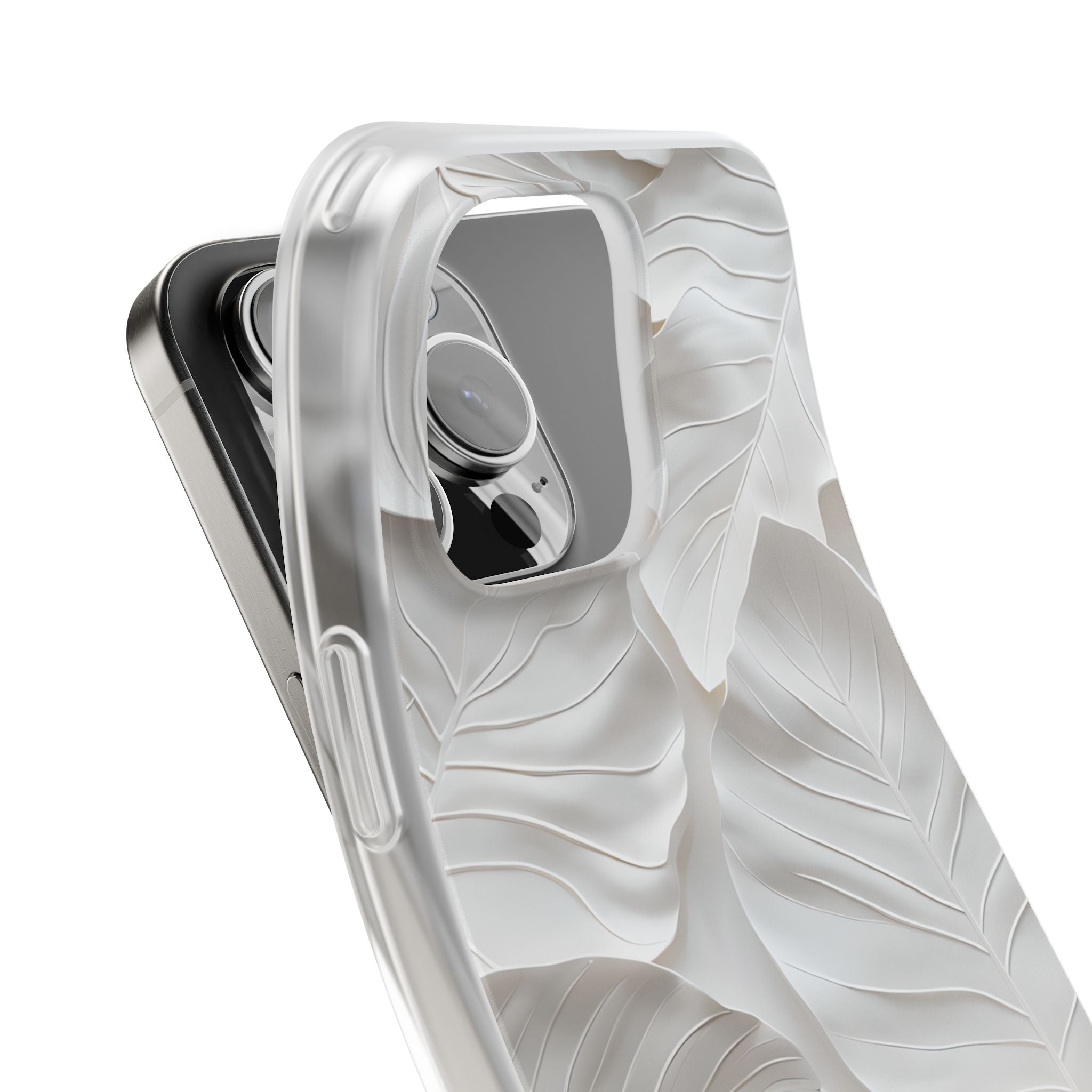 Sculpted Ivory Leaves · Soft Phone Case for iPhone