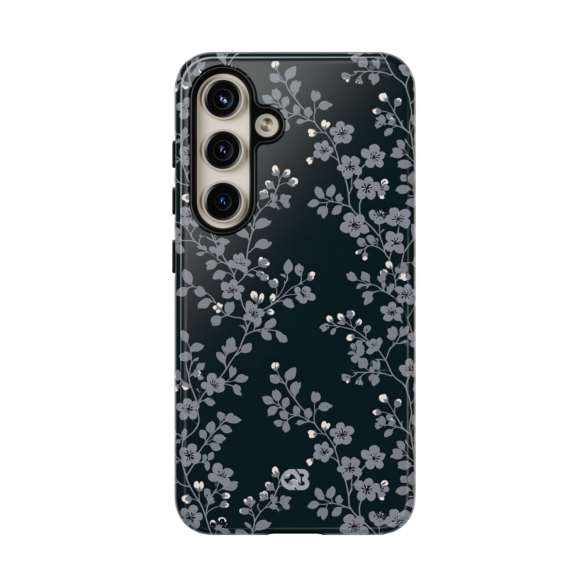 Black Tough Phone Case for Samsung - Midnight Slate Blossom