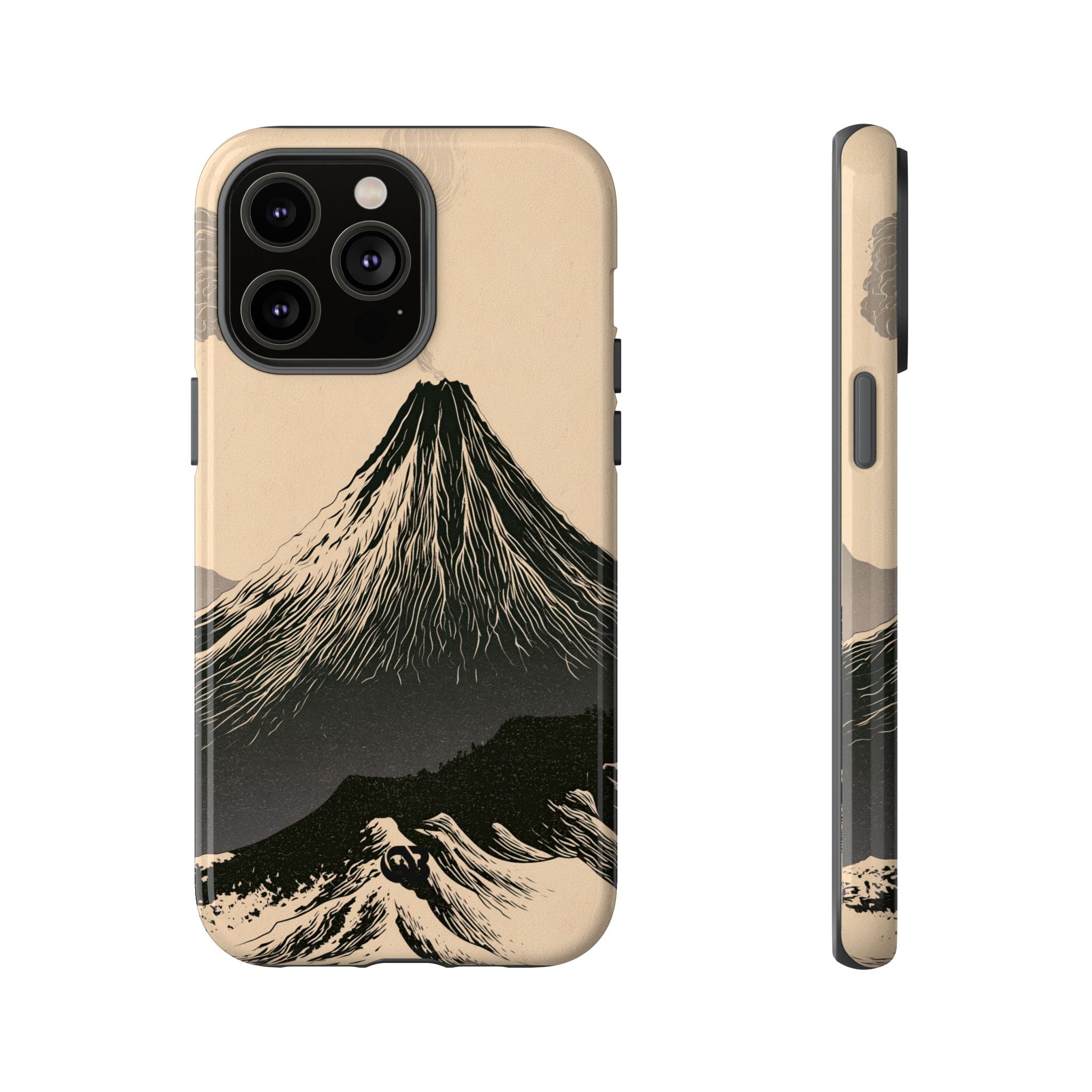 Beige Tough Phone Case for iPhone - Obsidian Ink Summit
