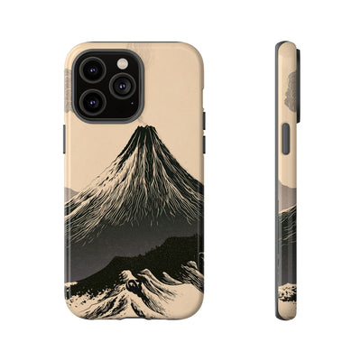 Beige Tough Phone Case for iPhone - Obsidian Ink Summit