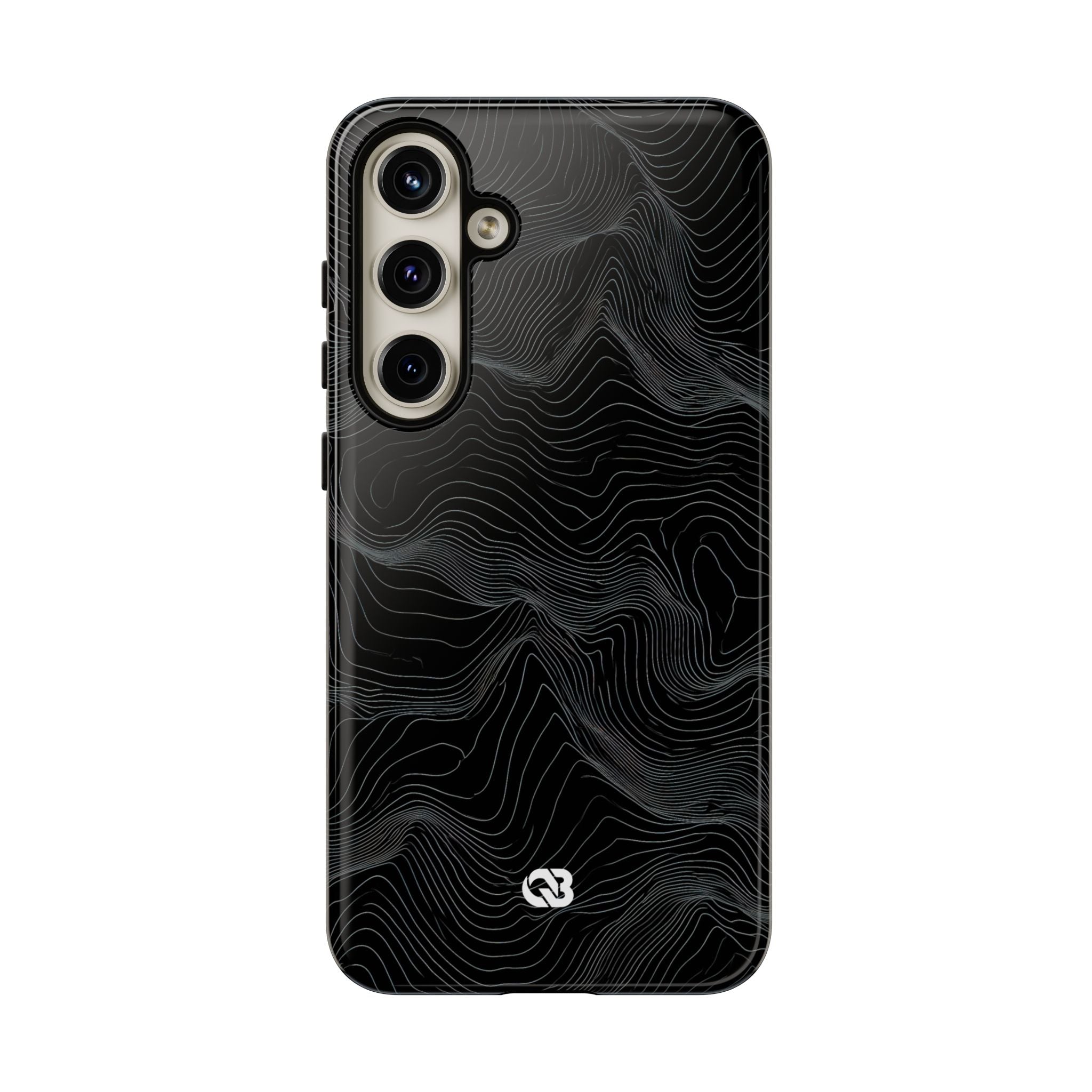 Black Tough Phone Case for Samsung - Obsidian Topo Wireframe