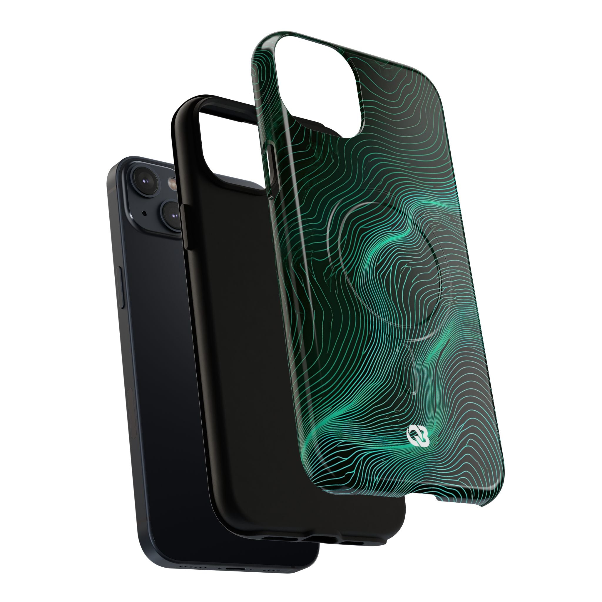 Teal Tough 2.0 Magsafe Phone Case for iPhone - Neon Jade Contour