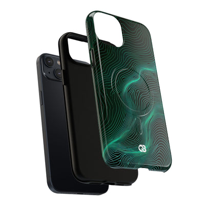 Teal Tough 2.0 Magsafe Phone Case for iPhone - Neon Jade Contour