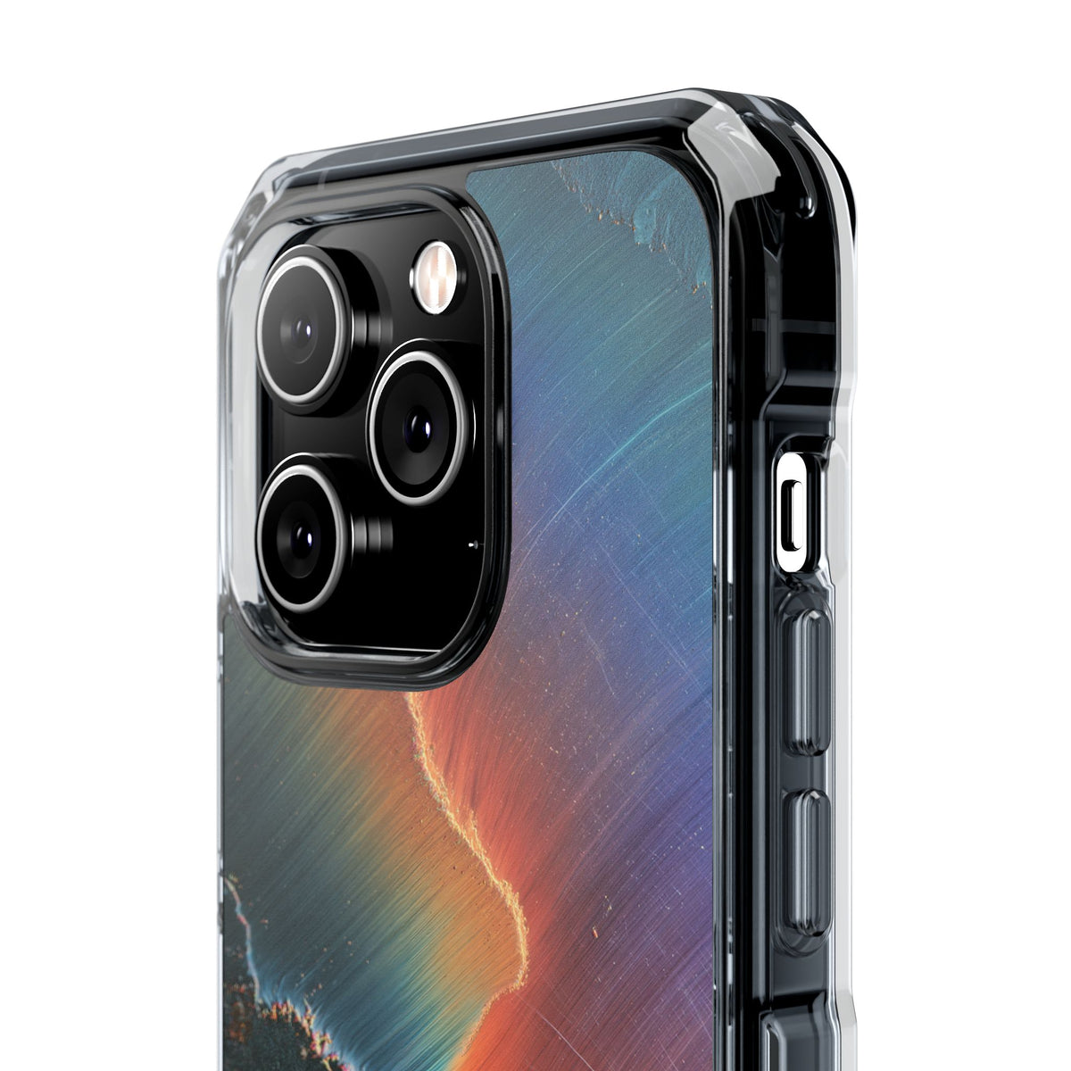 Prismatic Aura Shift · Clear Impact Magnetic Phone Case for iPhone · Blue