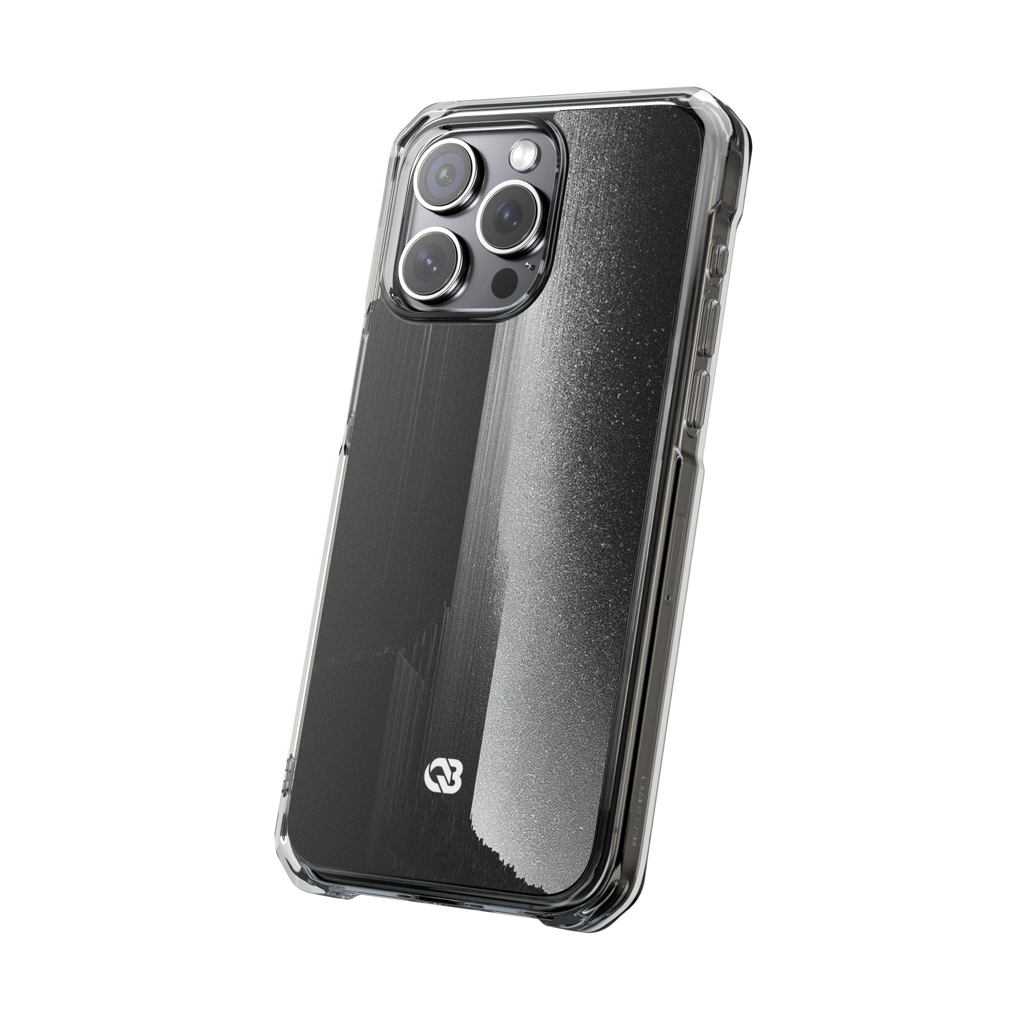 Black Impact MagSafe Phone Case for iPhone - Brutalist Pixel Monolith