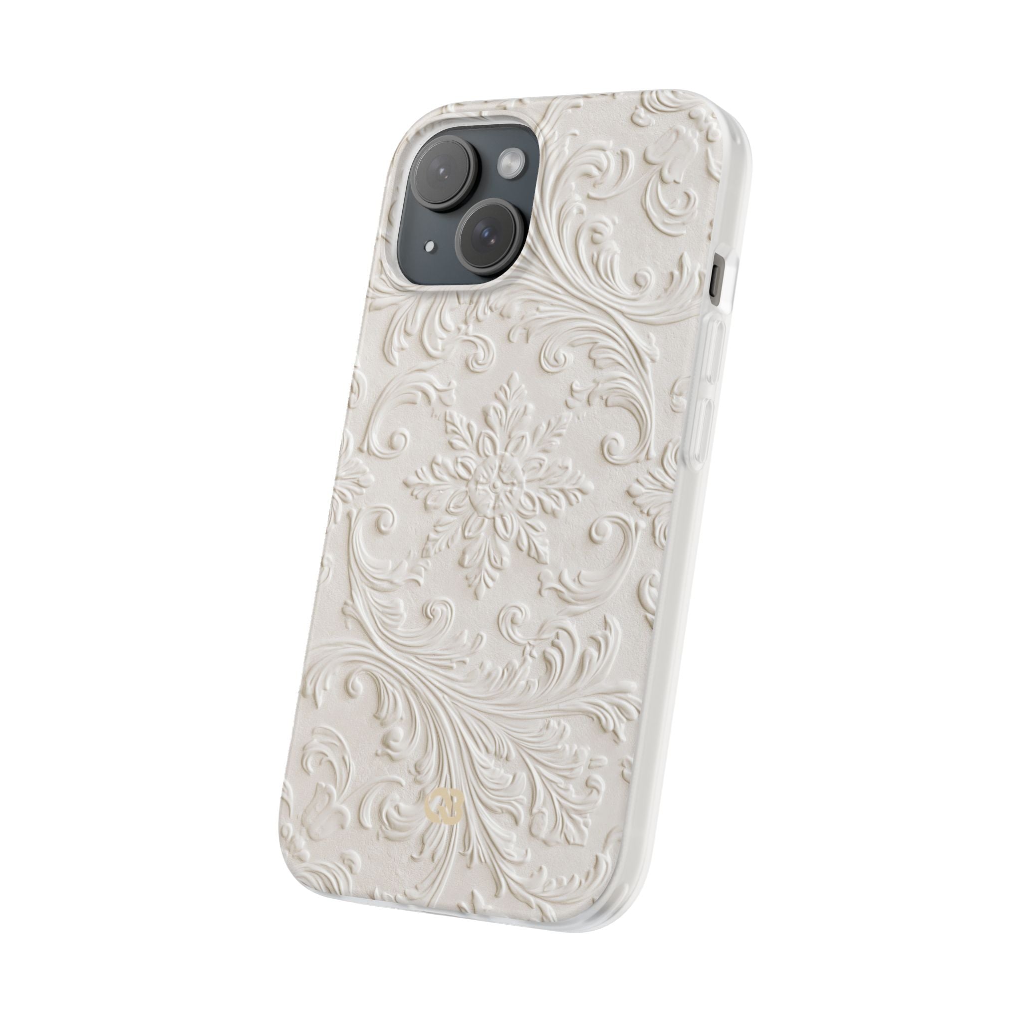 White Lite Phone Case for iPhone - Alabaster Floral Relief