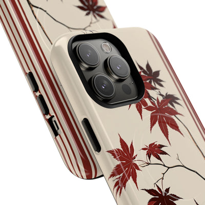 Red Tough 2.0 Magsafe Phone Case for iPhone - Crimson Momiji Stripe