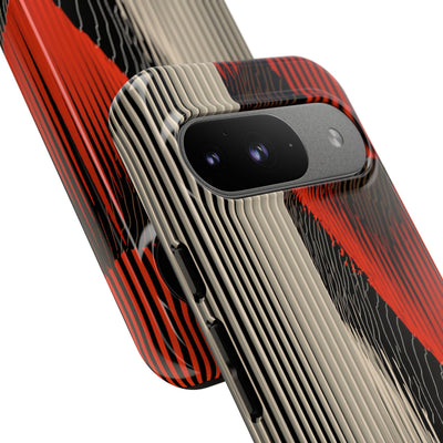 Red Tough Phone Case for Google Pixel - Crimson Pulse Topo