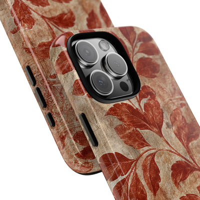 Terracotta Botanical Fresco · Tough Phone Case for iPhone · Red