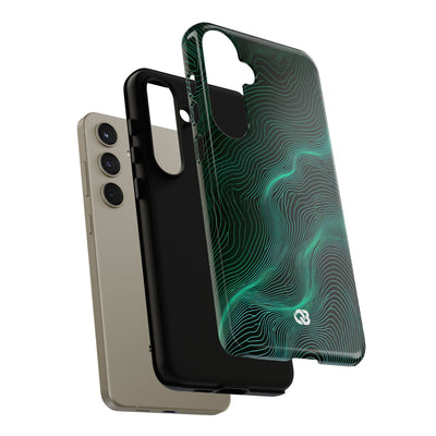 Teal Tough Phone Case for Samsung - Neon Jade Contour