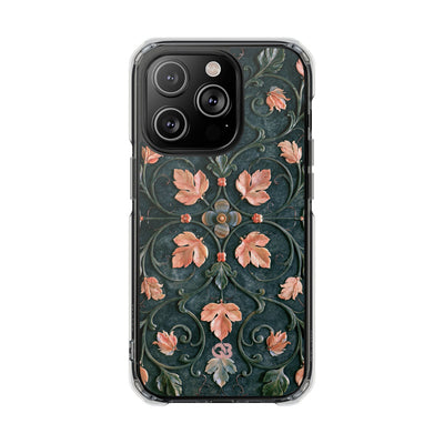Florentine Rose Arabesque · Clear Impact Magnetic Phone Case for iPhone · Green