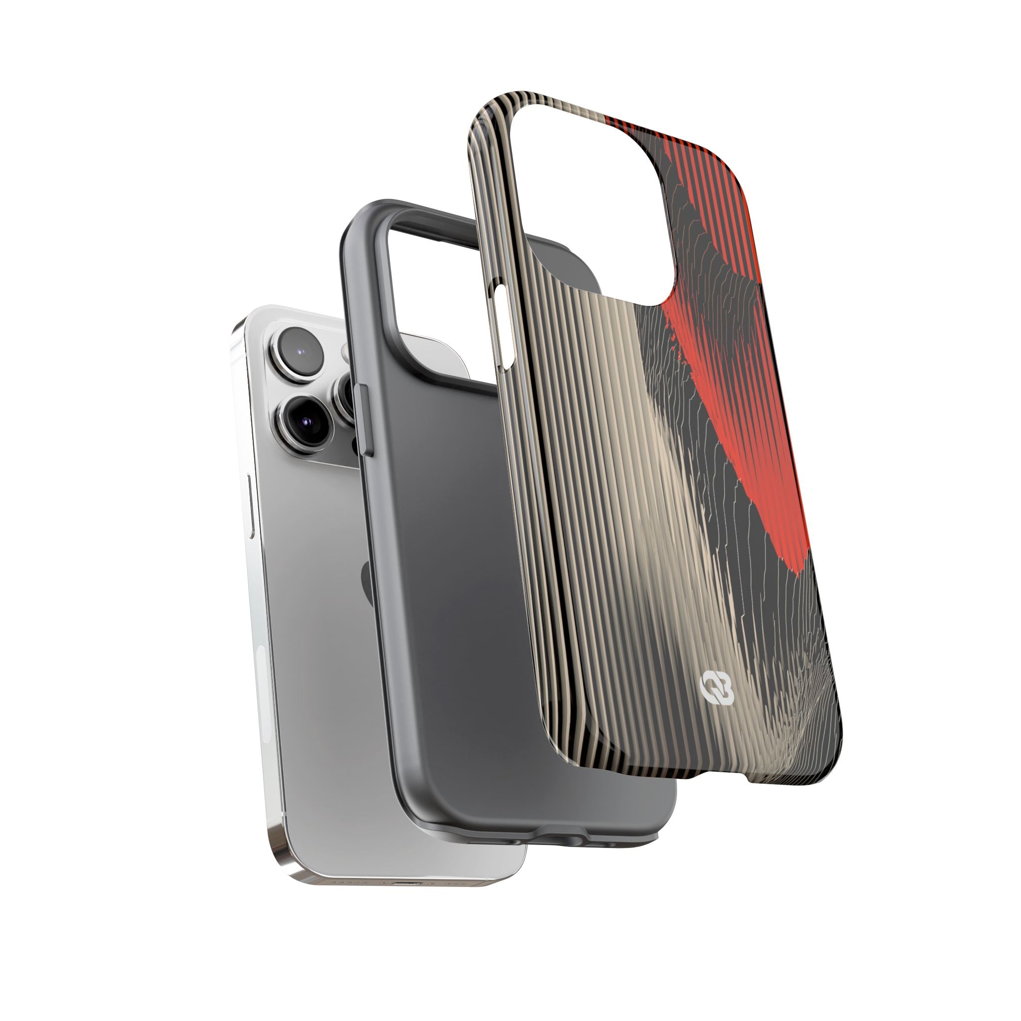 Red Tough Phone Case for iPhone - Crimson Pulse Topo