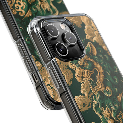 Imperial Guardian Lion · Clear Impact Magnetic Phone Case for iPhone · Green