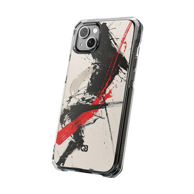Crimson Sumi Slash · Clear Impact Magnetic Phone Case for iPhone · White
