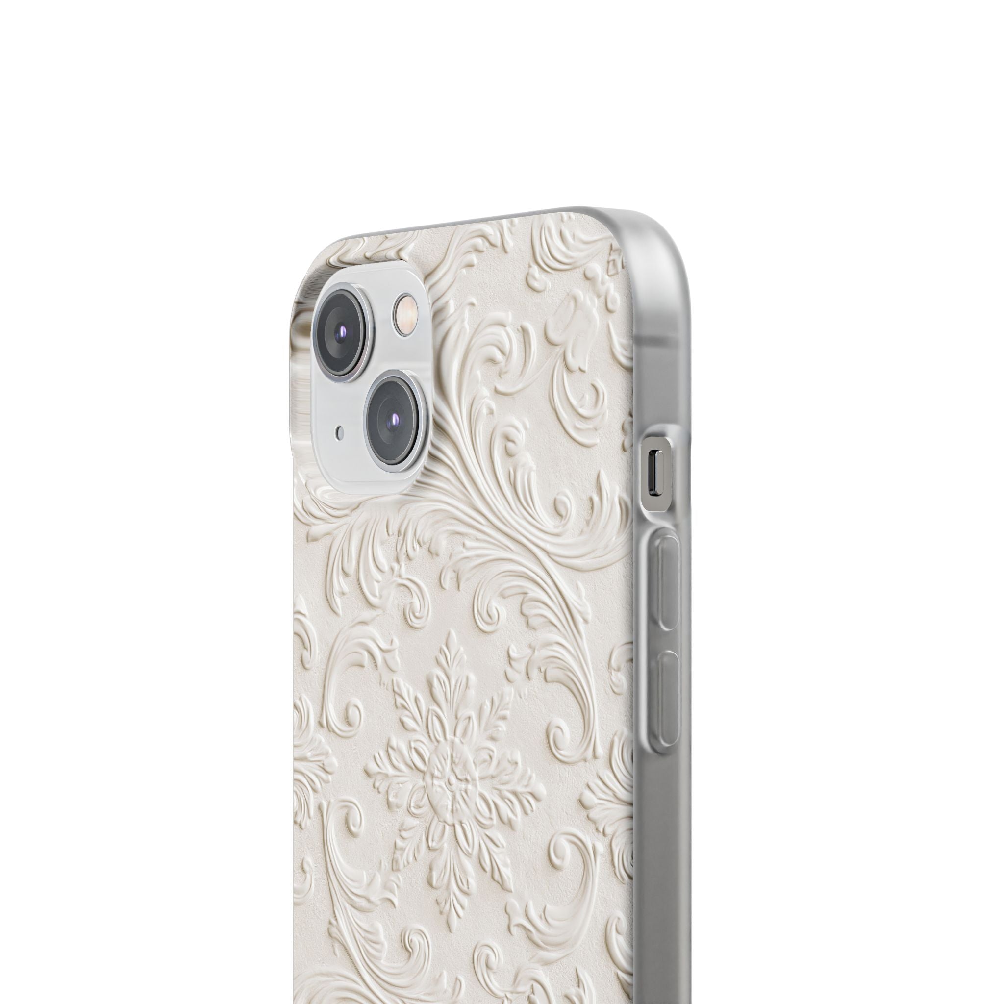 White Lite Phone Case for iPhone - Alabaster Floral Relief