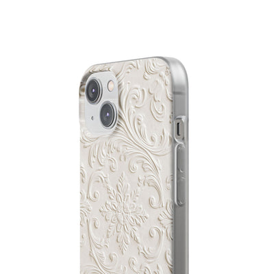 White Lite Phone Case for iPhone - Alabaster Floral Relief