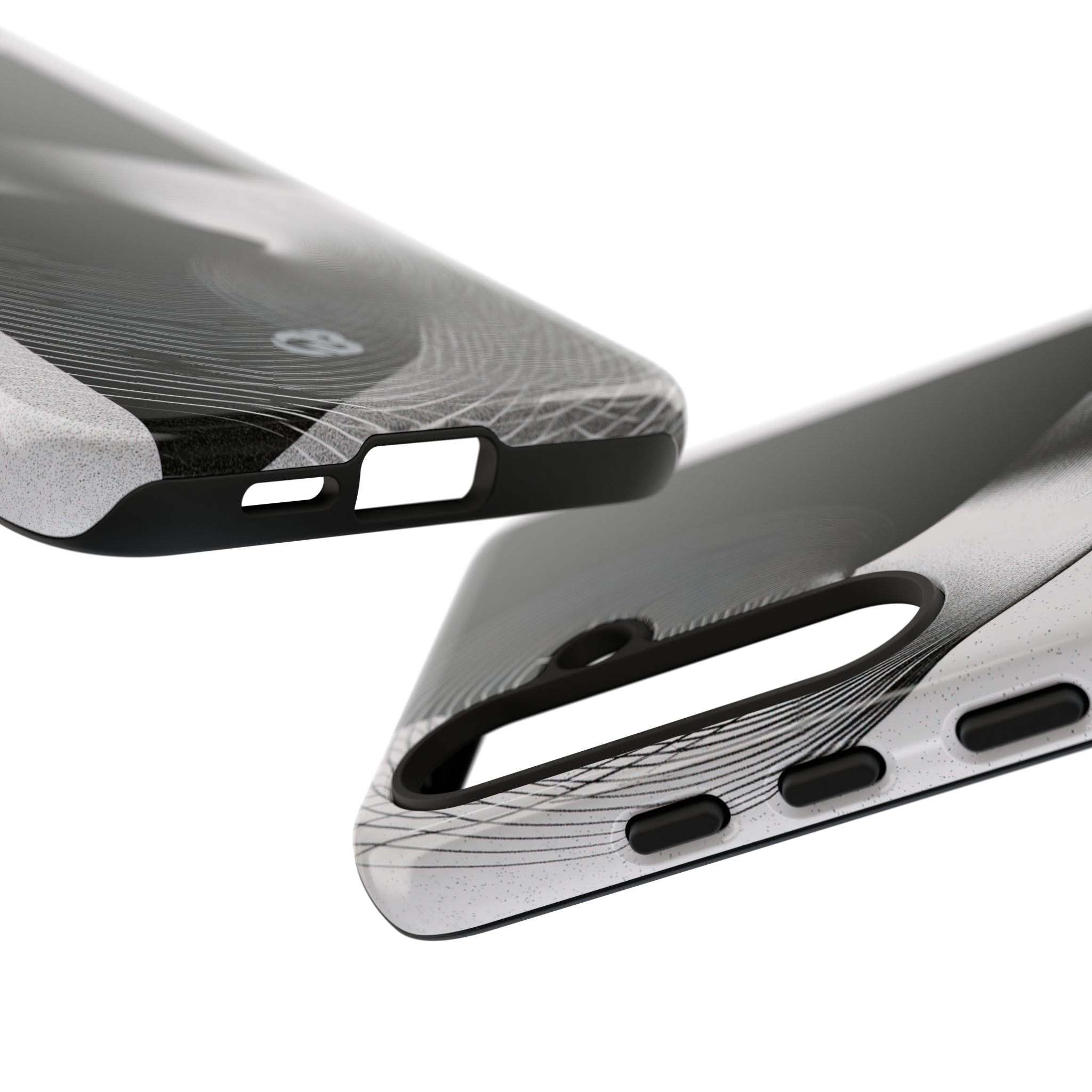 Grey Tough Phone Case for Samsung - Obsidian Moiré Wave